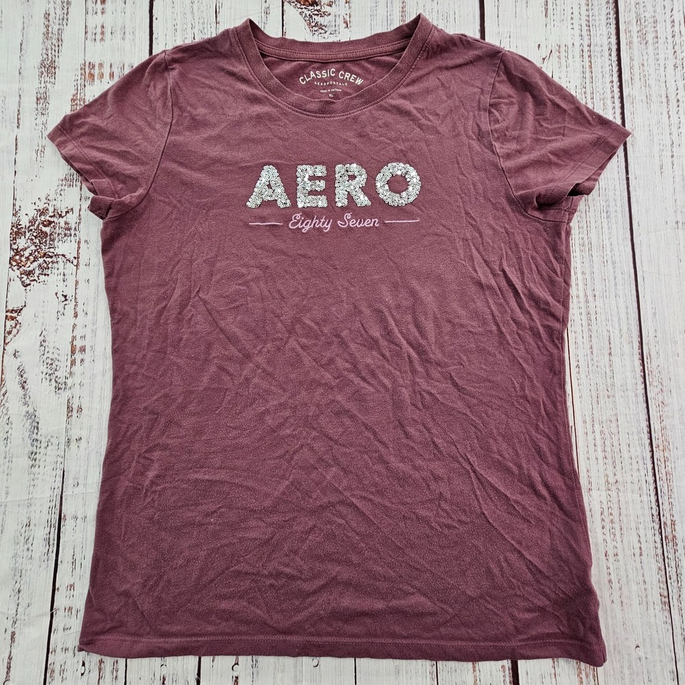 Aeropostale Aero 87 Classic Crew Maroon‎ Short Sleeve T-Shirt Women's XL